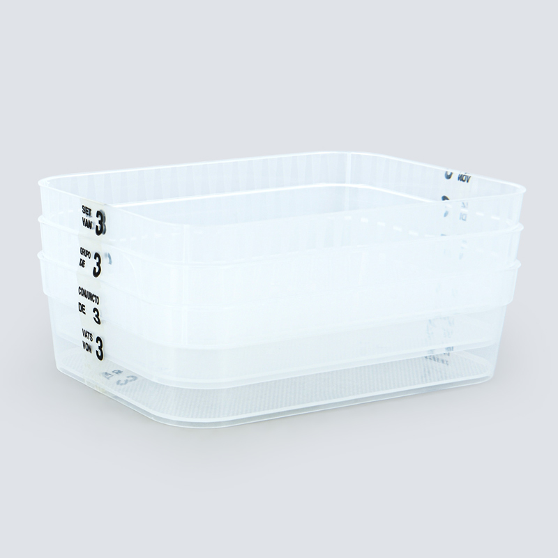 Lot de 3 corbeilles transparentes