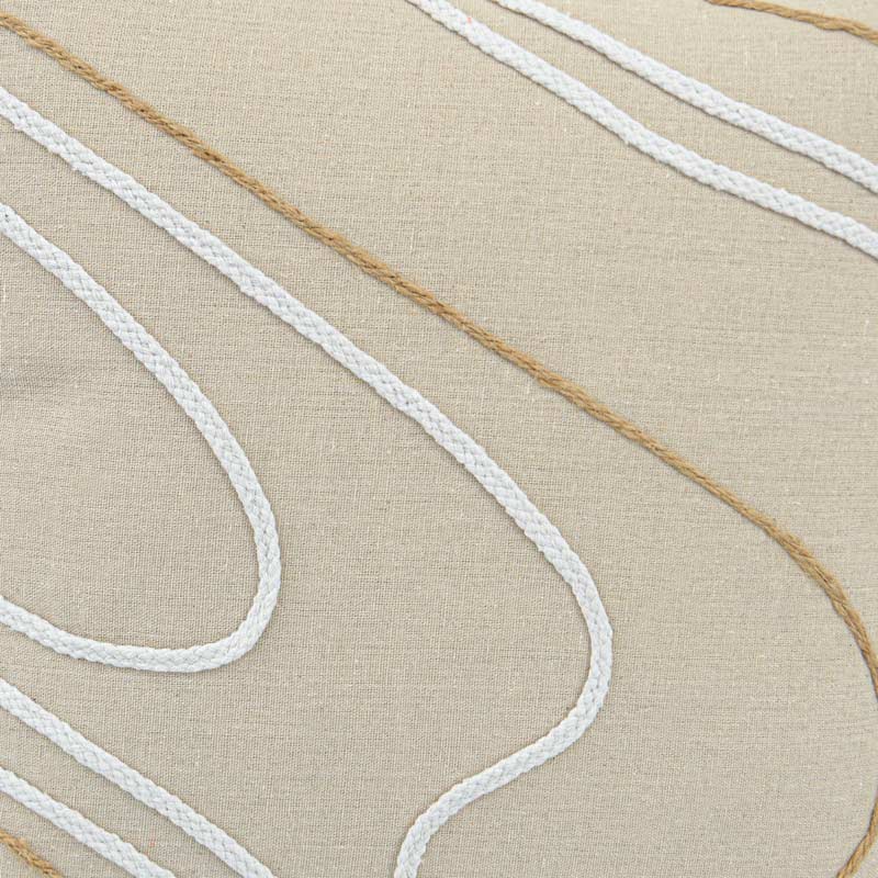 Coussin 'Tahina' à courbes et à tresses beige