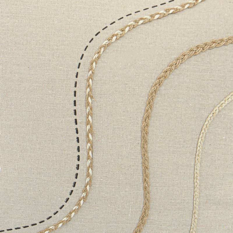 Coussin 'Manel' jute tressée et pompons beige