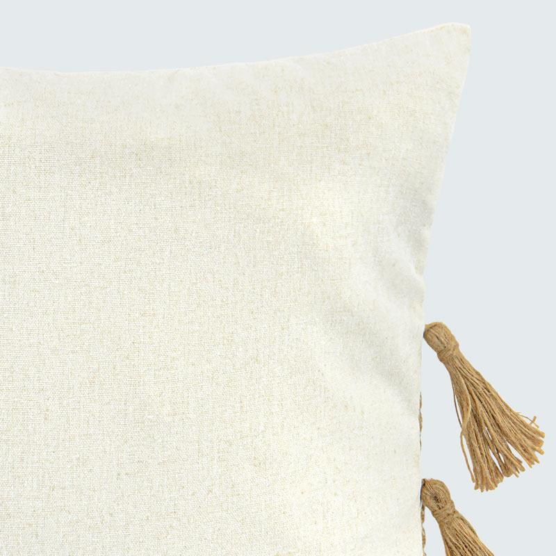 Coussin 'Taïlys' bandes en jute beige