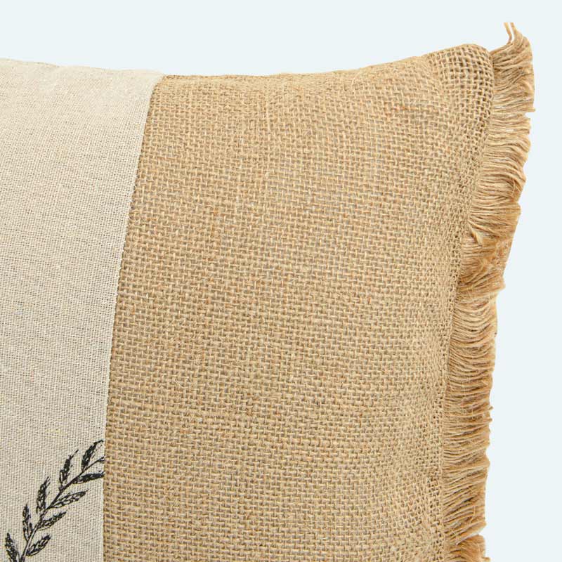 Coussin 'Ticia' imprimé floral en jute beige