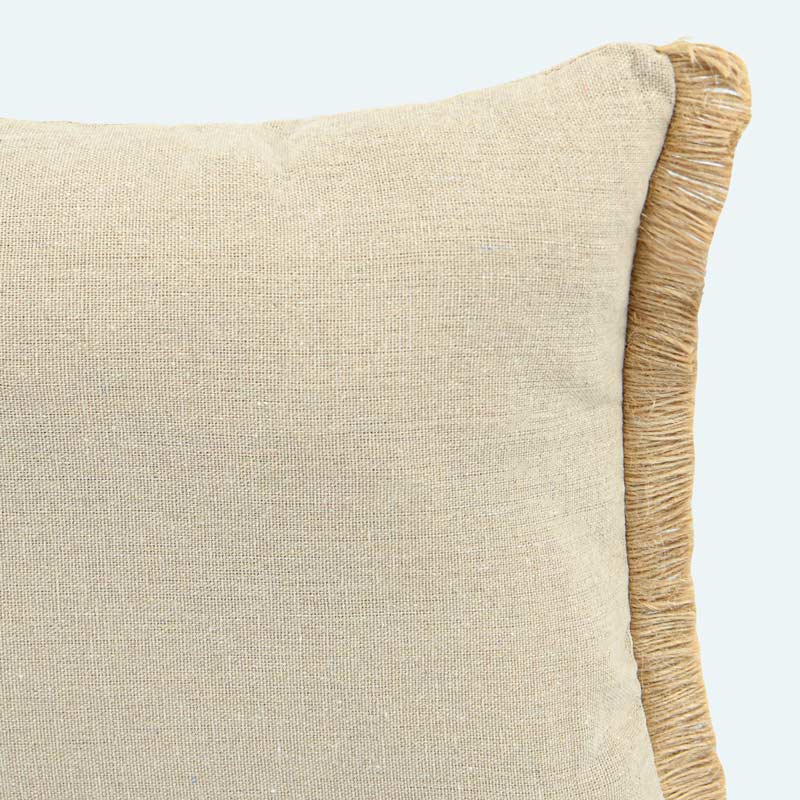 Coussin 'Ticia' imprimé floral en jute beige