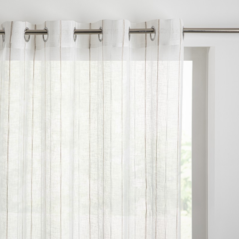 Rideau 'Merisa' à oeillets blanc et beige