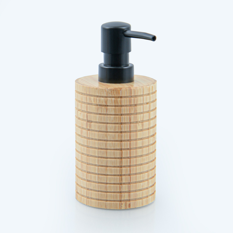 Distributeur de savon en bambou beige 