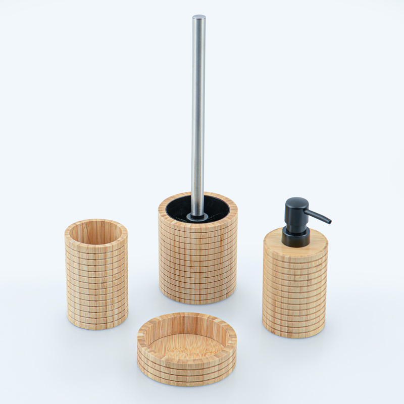Porte brosse à dents en bambou beige 
