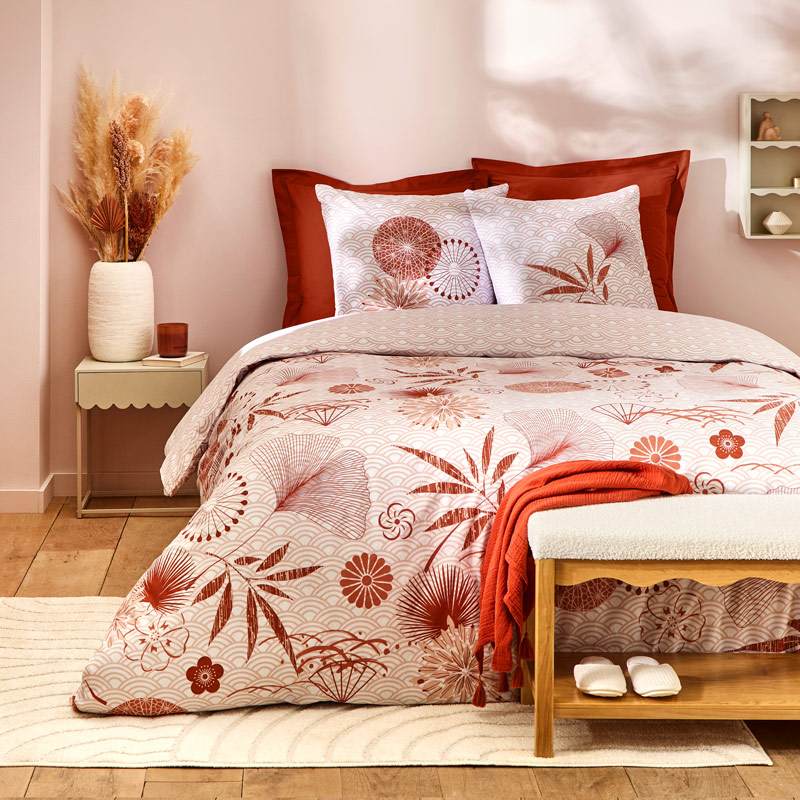 Parure de lit 'Camelia' en coton imprimé