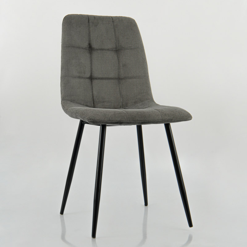 Chaise 'Tania' velours côtelé gris
