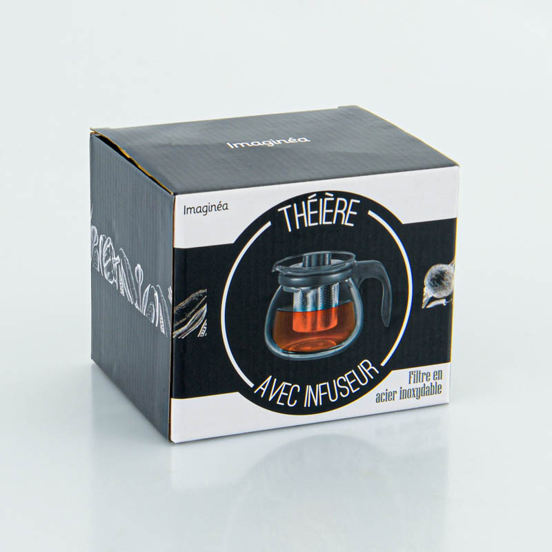 Théière avec infuseur en verre et inox