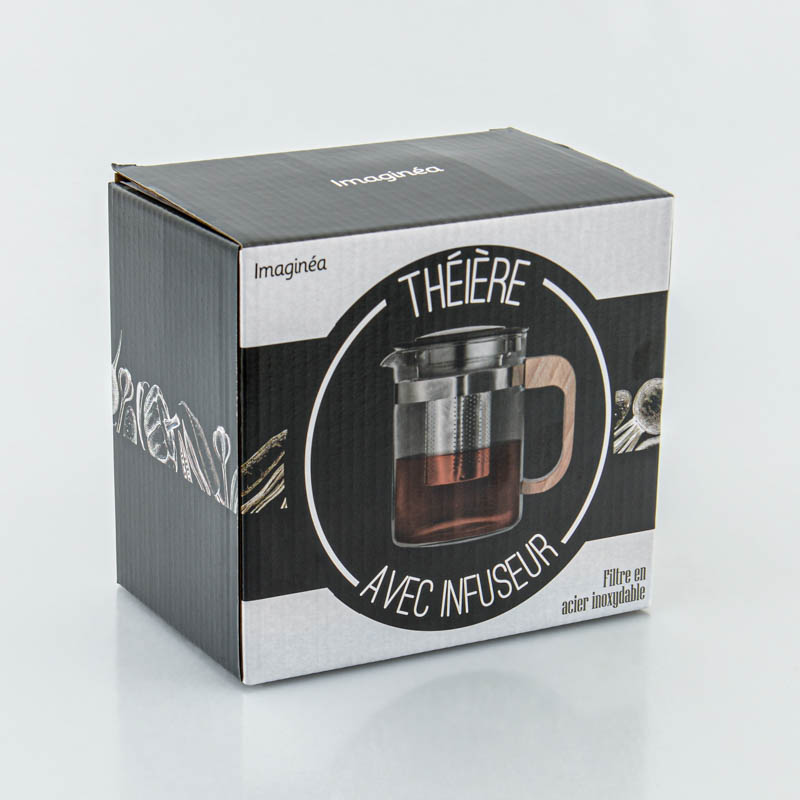 Théière avec infuseur en verre et inox