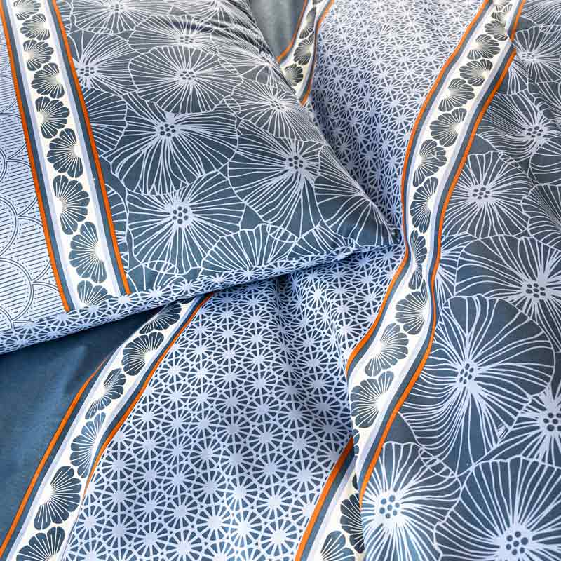 Parure de lit 'Elsa' en coton imprimé bleu