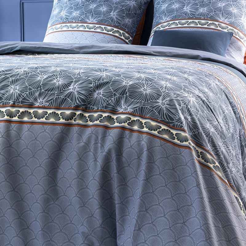 Parure de lit 'Elsa' en coton imprimé bleu