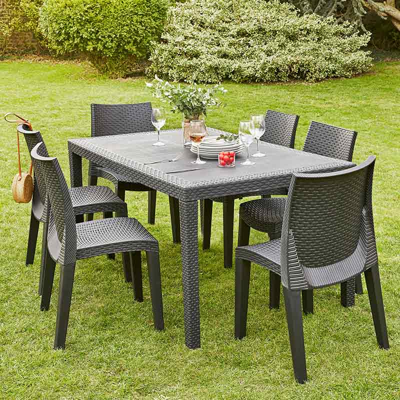 Table de jardin 'Queen' anthracite - L'Incroyable