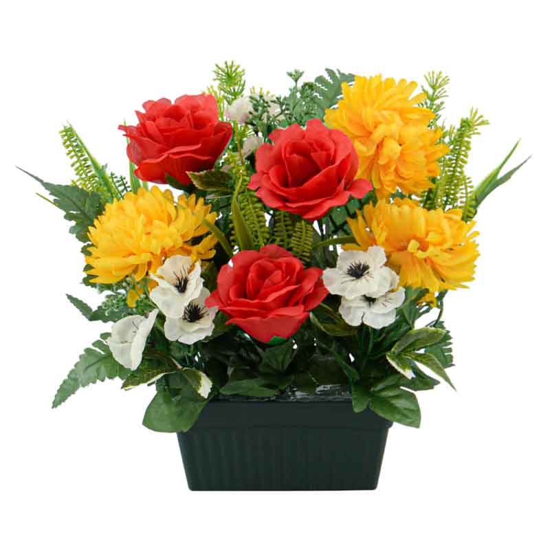 Petite jardinière d'orchidées et roses 