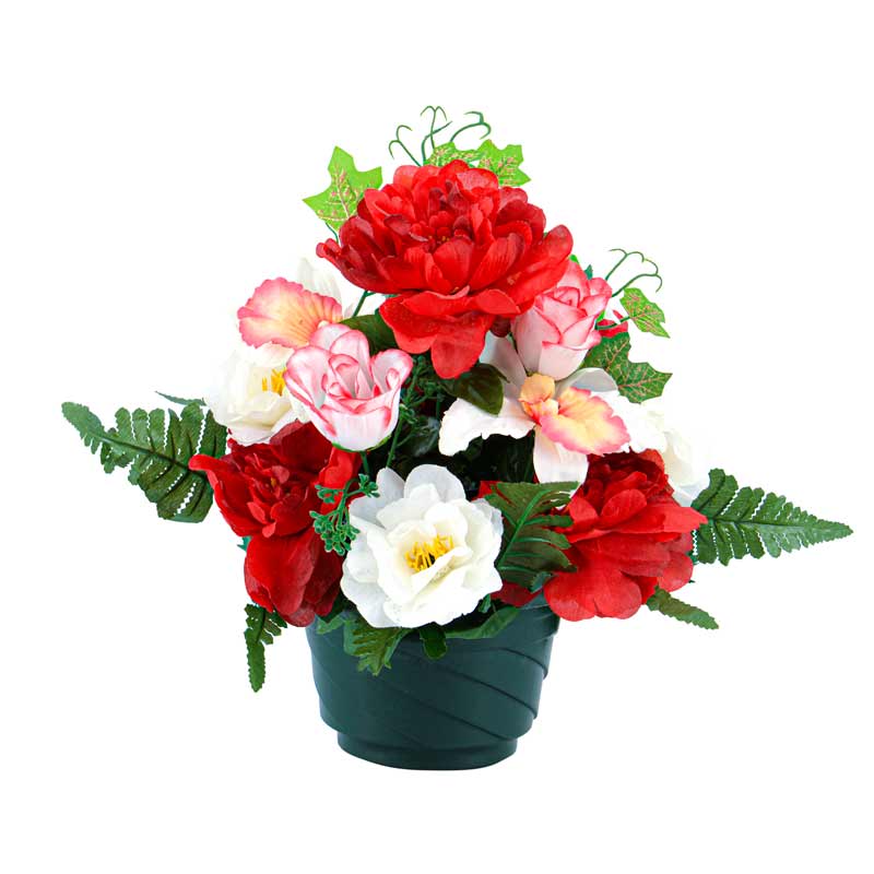 Coupe ronde pivoines et orchidées