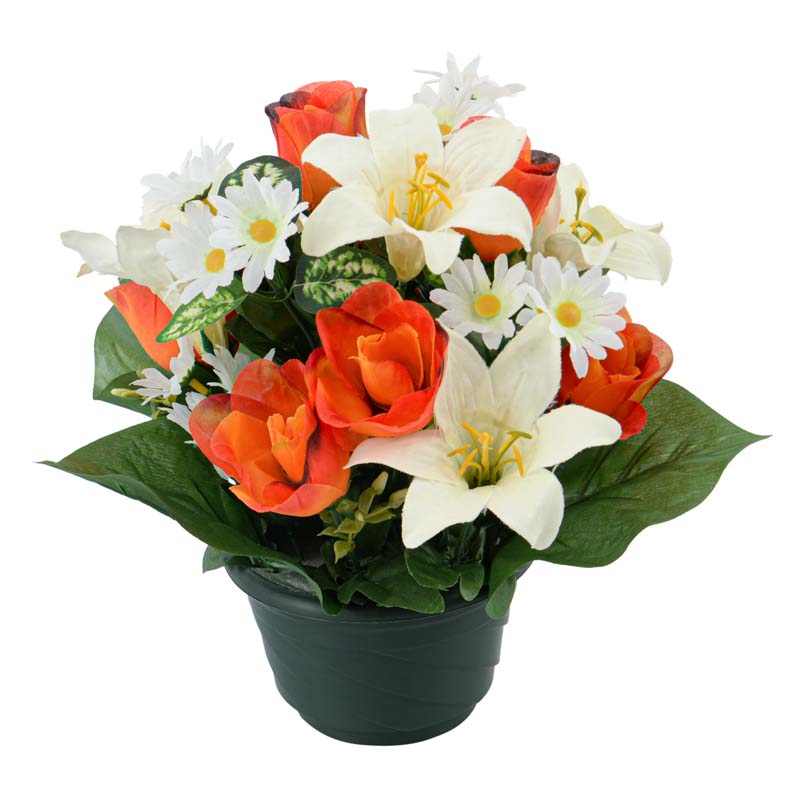 Coupe de roses et lys trompette 