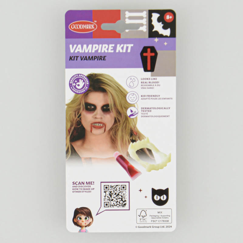 Kit dentier de vampire et faux sang