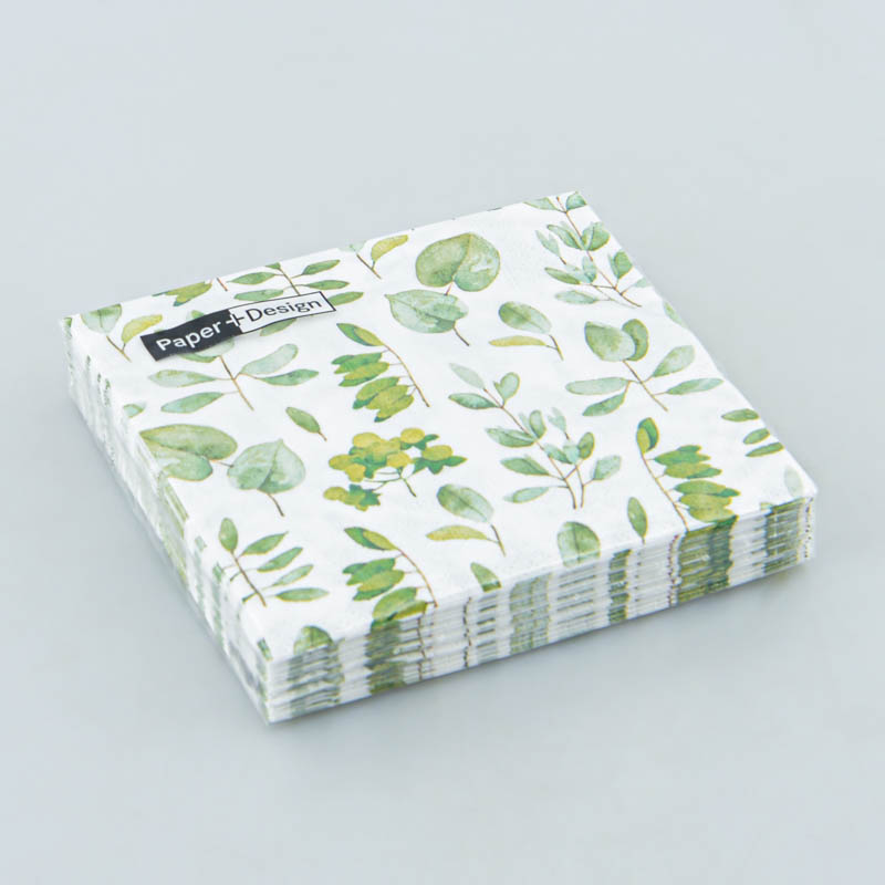 Lot de 20 serviettes 'Fresh Leaves' vert 