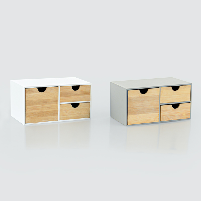 Rangement 3 tiroirs en bambou