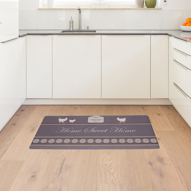 Tapis vinyle 'Home Sweet Home' gris