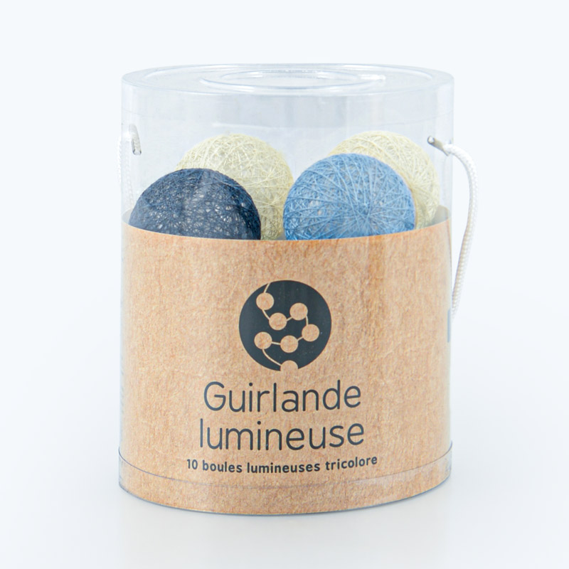 Guirlande 10 boules lumineuses tricolore