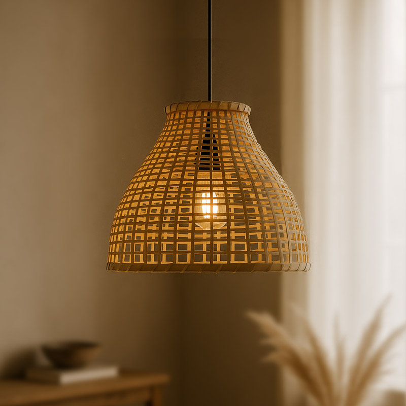 Suspension 'Sakura' en bambou beige