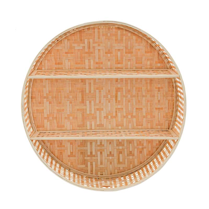 Etagère ronde 'Karyla' en bambou beige