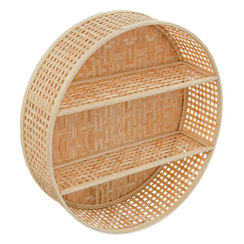 Etagère ronde 'Karyla' en bambou beige