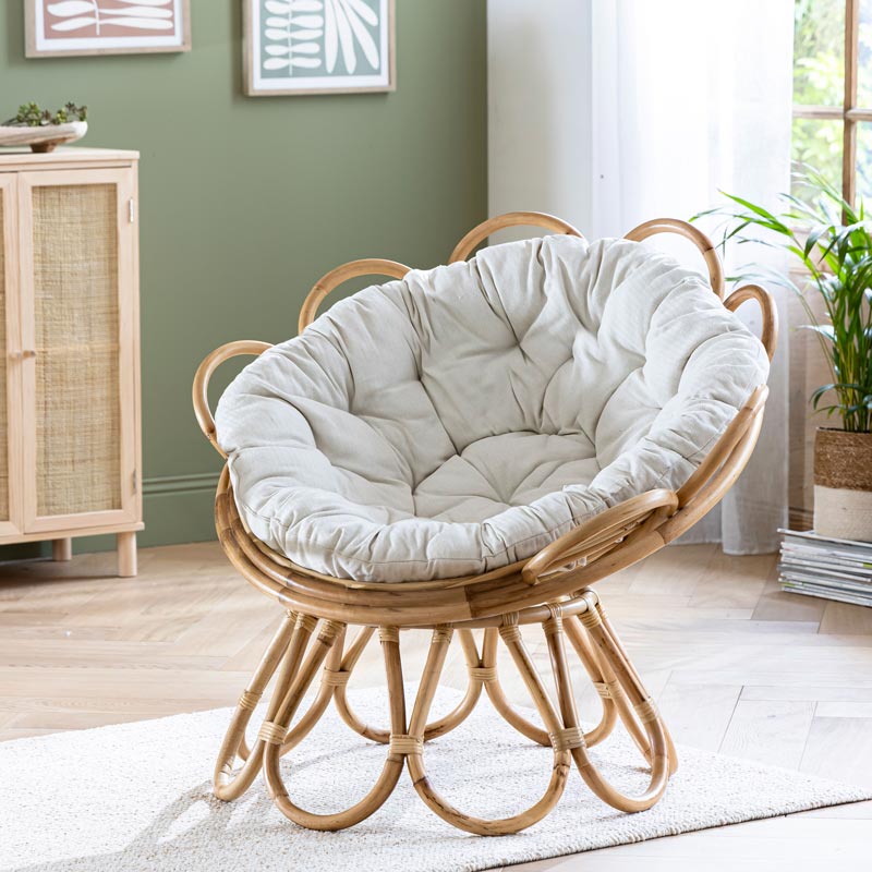 Fauteuil en rotin 'Papasan'  forme fleur 