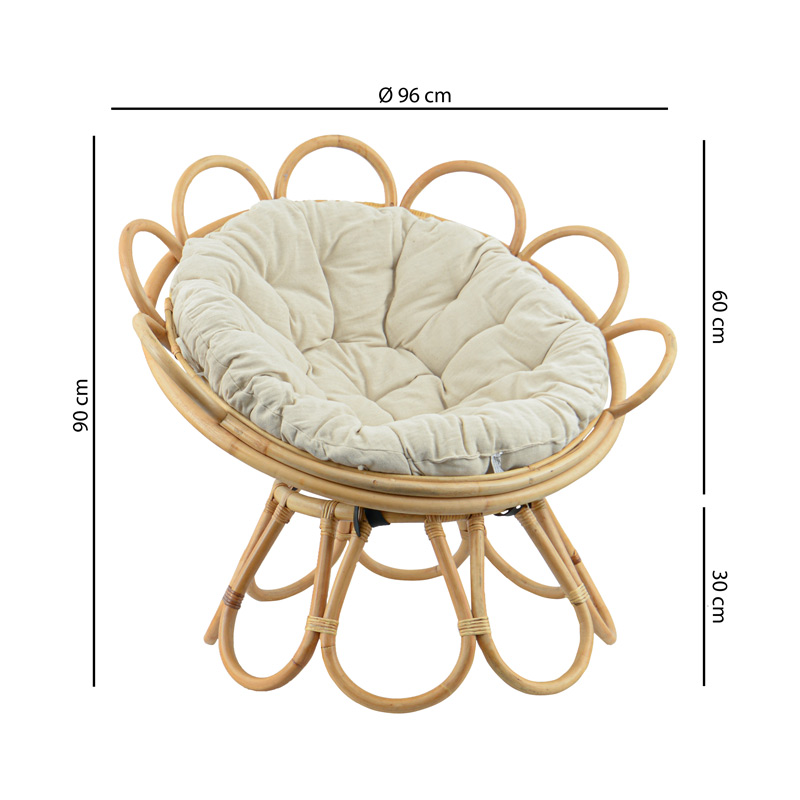 Fauteuil en rotin 'Papasan'  forme fleur 