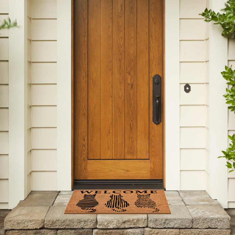 Tapis chats 'Welcome' en coco