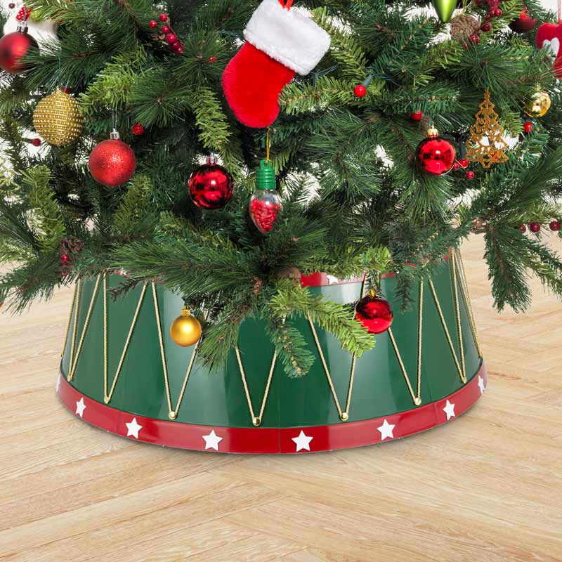 Tour de sapin tambour 'Noël d'Antan' vert