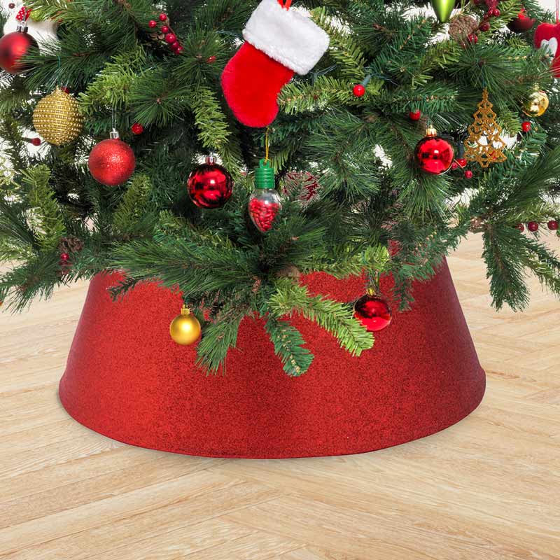 Tour de sapin paillettes rouge 'Noël d'Antan'