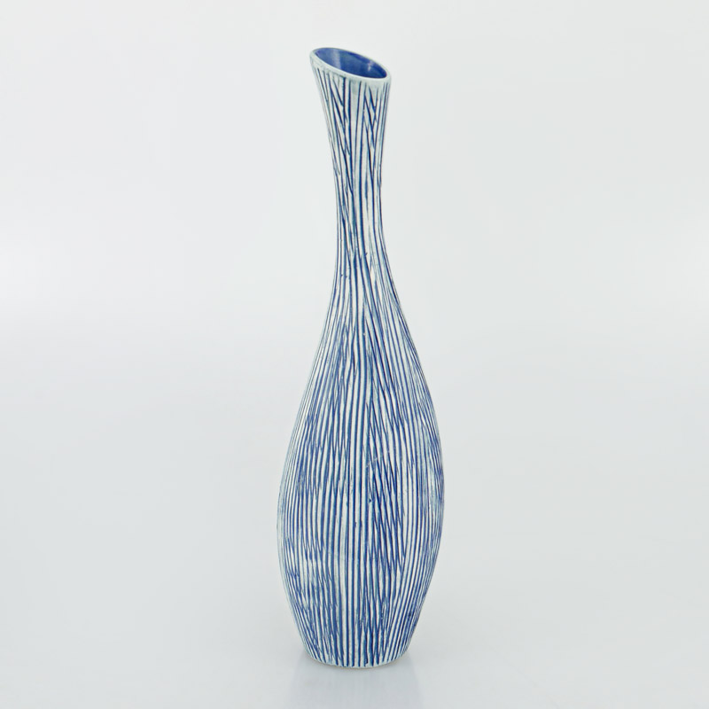 Vase ondine 'Azura' en céramique bleu