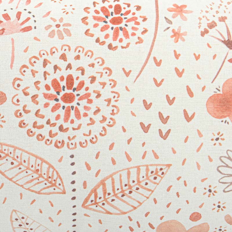 Coussin 'Elvira' fleuri à pompons terracotta