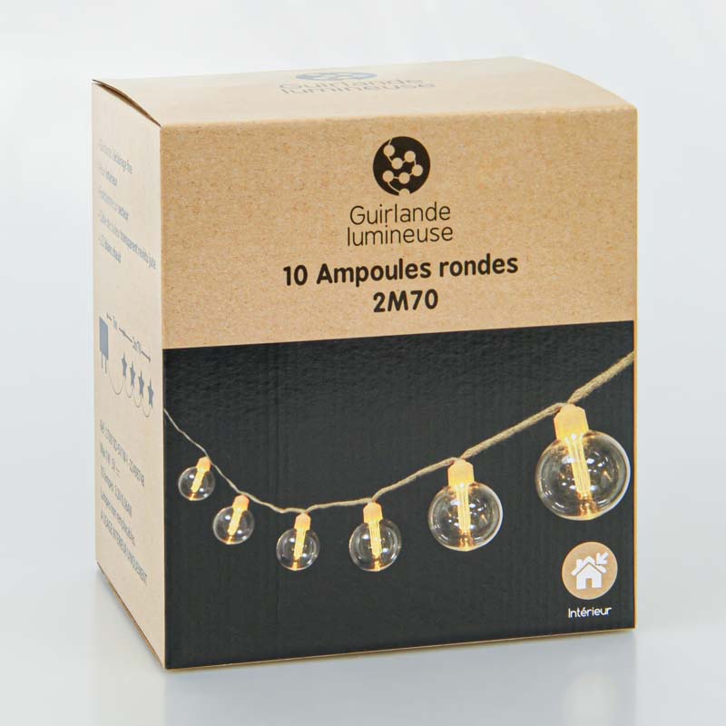 Guirlande lumineuse 10 ampoules rondes