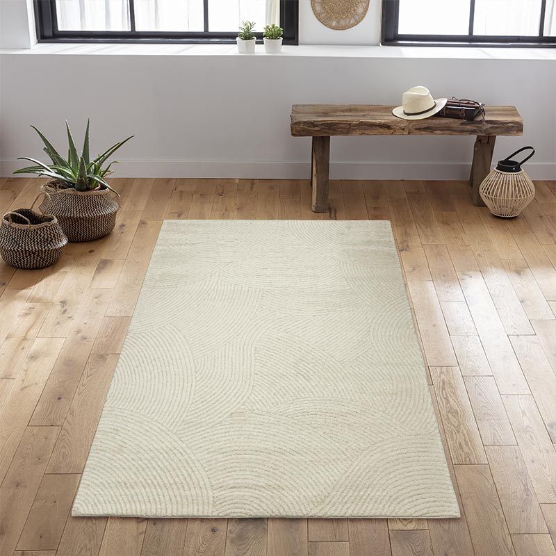 Tapis rectangulaire 'Geoa' couleur crème