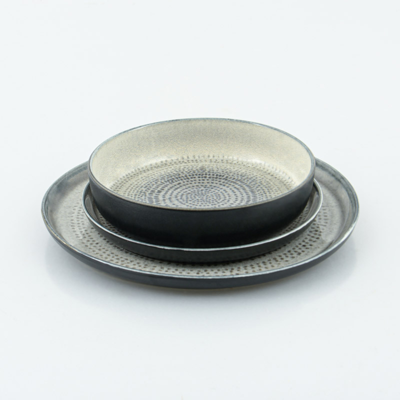Assiette plate 'Leonie' gris