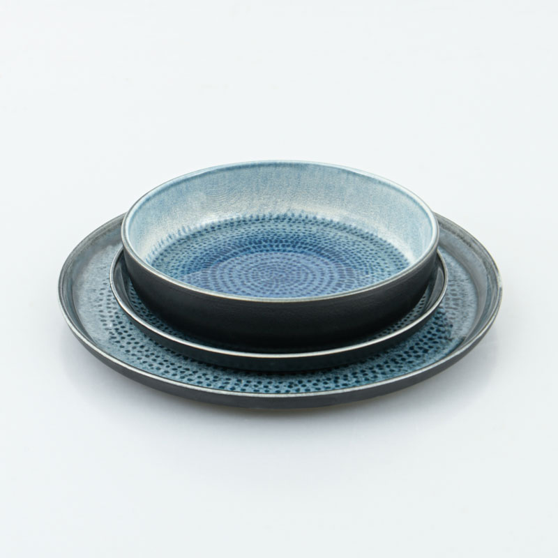 Assiette plate 'Leonie' bleu