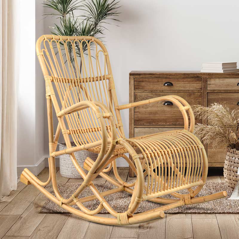 Fauteuil à bascule 'Pablo' en rotin 