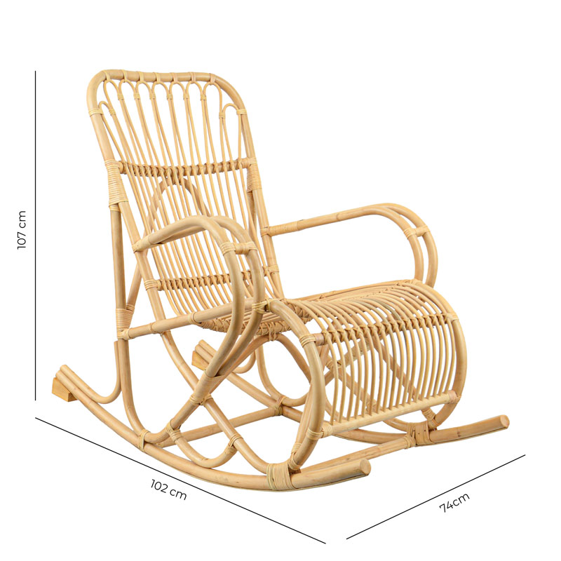 Fauteuil à bascule 'Pablo' en rotin 