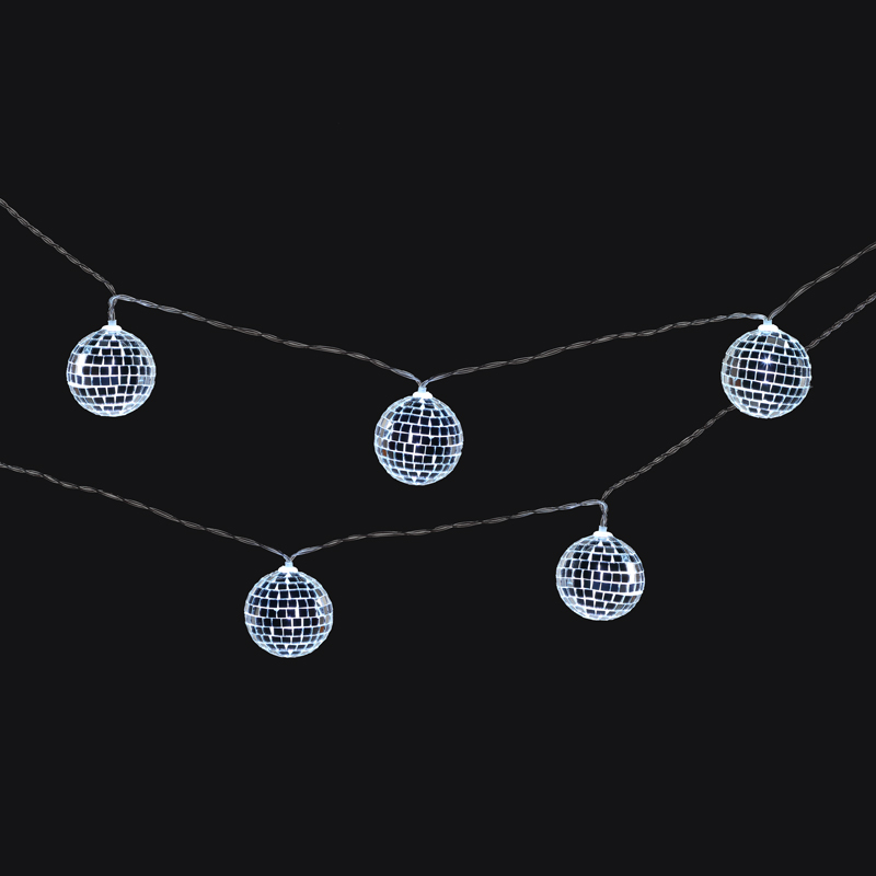 Guirlande électrique 10 boules disco argent