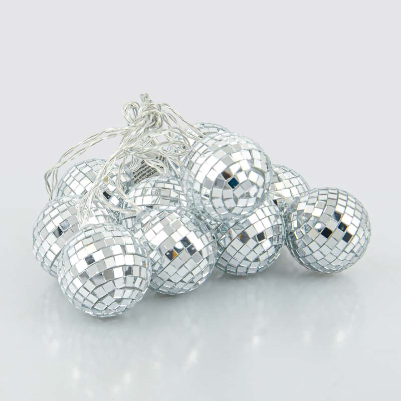 Guirlande électrique 10 boules disco argent