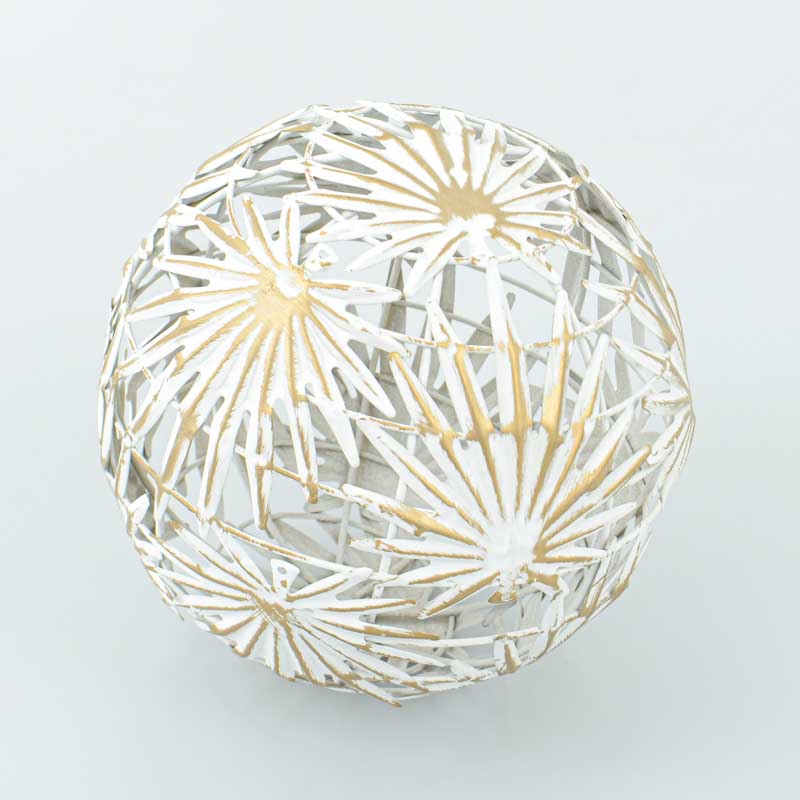 Boule décorative feuillage brosse doré
