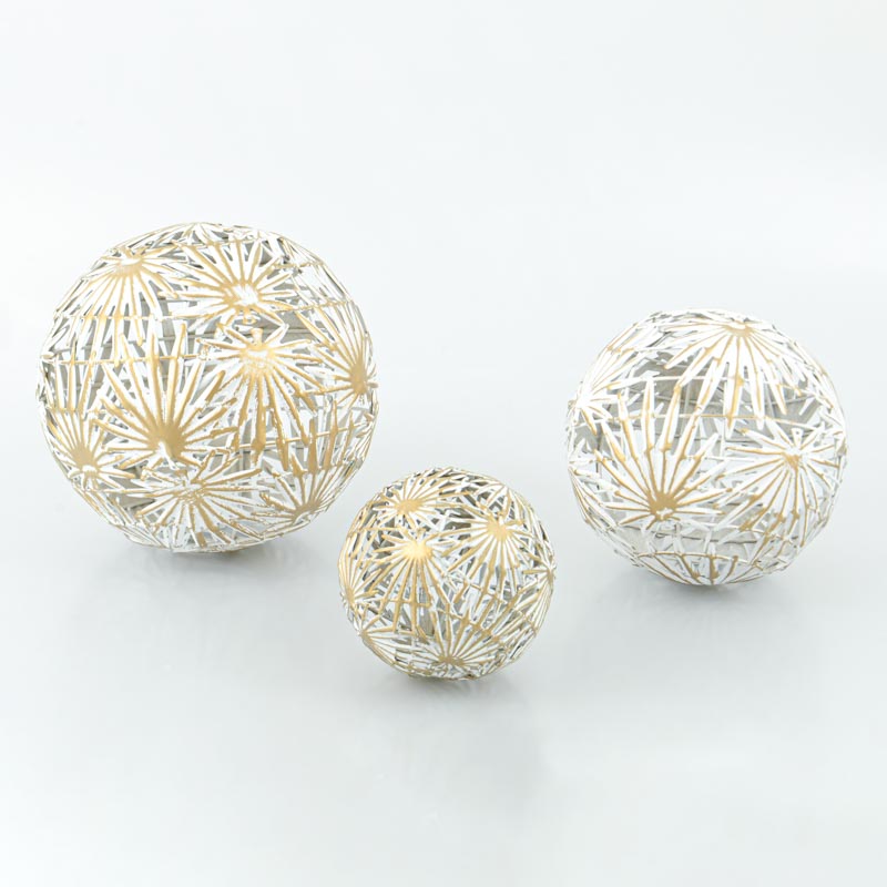 Boule décorative feuillage brosse doré
