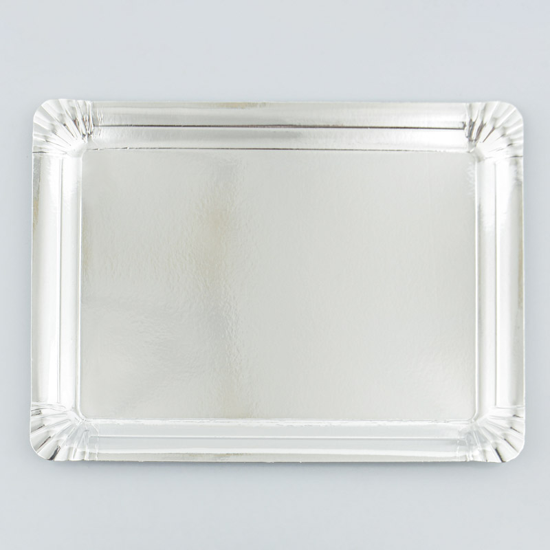 Lot de 3 plateaux en carton argentés