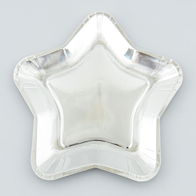 6 assiettes étoile en carton argentées