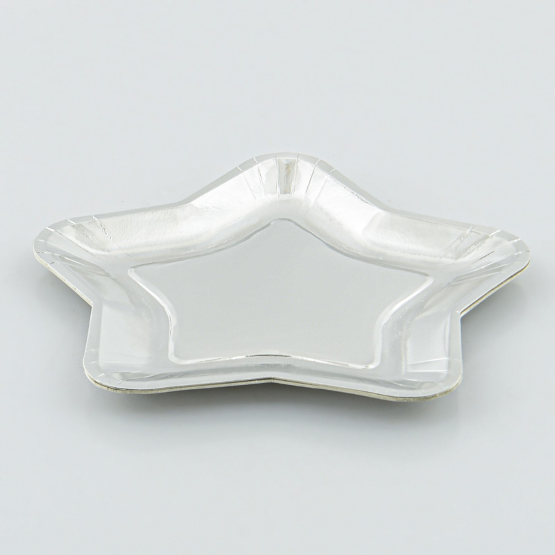 6 assiettes étoile en carton argentées
