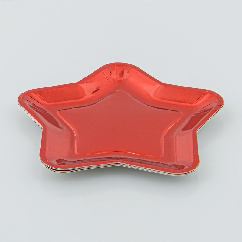 6 assiettes étoile en carton rouges