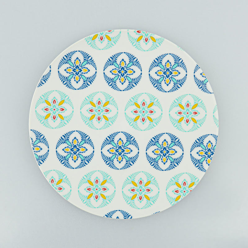 Assiette à dessert 'Achille' bleu et vert