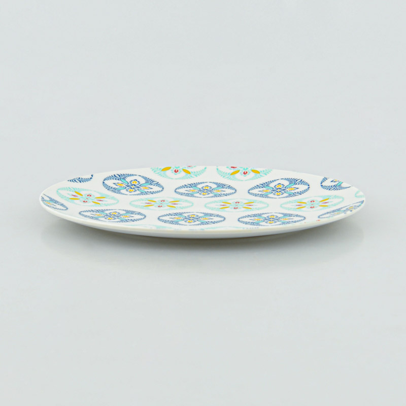 Assiette à dessert 'Achille' bleu et vert